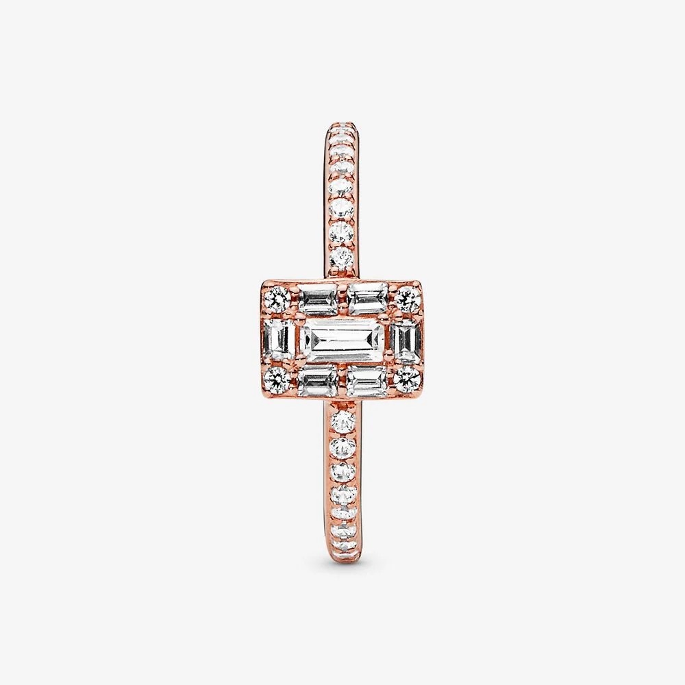 Pandora rectangle halo rose gold promise ring size 7